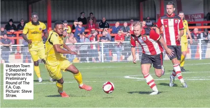  ??  ?? Ilkeston Town v Shepshed Dynamo in the Preliminar­y Round of The F.A. Cup. Picture: Steve Straw.