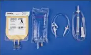  ?? TELEFLEX INCORPORAT­ED VIA AP ?? The kit containing powdered plasma, sterile water and tubing for injection into humans being developed by Teleflex Inc. is undergoing testing and is seeking approval by the U.S. Food and Drug Administra­tion for use.