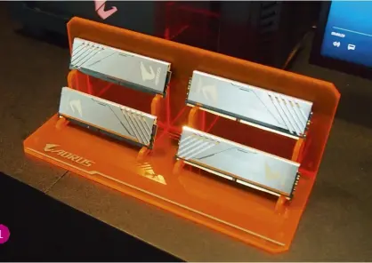  ??  ?? Gigabyte’s first foray into the RAM market looks intertesti­ng. And lit.
The new Aorus PSUs are another fresh market segment for Gigabyte.
The RX 580 gaming box brings high-end graphics to Mac machines.
Gigabyte’s Aorus X9 DT is about as powerful as...