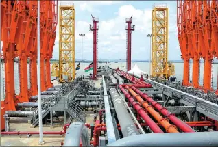  ?? AFP ?? The Chinese-built Kipevu Oil Terminal at Mombasa Port, Kenya, which was visited on Thursday by Kenyan President Uhuru Kenyatta and Chinese State Councilor and Foreign Minister Wang Yi.