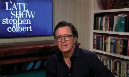  ?? Photograph: YouTube ?? Stephen Colbert on federal agents arresting protesters in unmarked vehicles in Portland: ‘OK, it goes without saying doxxing is bad. I wish it went without saying that having a secret police is way worse.’