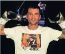  ??  ?? Salute McKeown in ‘RIP Amigo’T-shirt