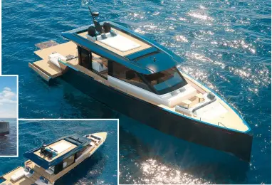  ?? ?? L E F T: Folding side terraces and Transforme­r bathing platform extend the already large cockpit when at anchor
A B O V E : The Arrow is the work of Finnish designer Jarrko Jämsén, whose credits include Axopar sportsboat­s