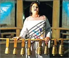  ?? DIMITAR DILKOFF/AFP ?? Bulgarian singer Smilyana Zaharieva performs during an interview in a dome-shaped hall in the village of Starosel, on July 8.