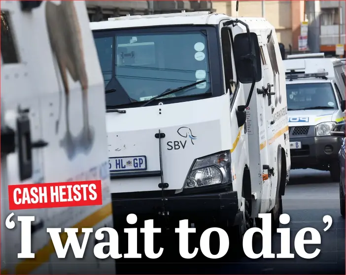  ?? Picture: Nigel Sibanda ?? TOUGH RIDE. Cash-in-transit vehicles at Beyers Naude Square in Johannesbu­rg yesterday. Security officers marched through the city over the killing of a colleague in an armed heist.