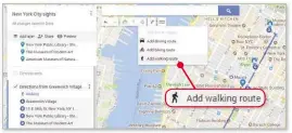  ??  ?? Add a route map between the sights you want to visit using Google Maps’ Line tool