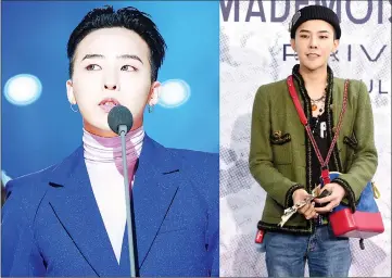  ??  ?? G-Dragon looking much slimmer (right) compared with last year when he was at the Gaon Chart Music Awards.