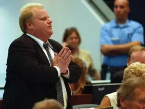  ?? RICK EGLINTON/TORONTO STAR FILE PHOTO ?? THEN, AS COUNCILLOR As a councillor, Rob Ford (pictured in 2004) attacked his colleagues on how they handled taxpayers’ money. One year, when others had annual expenses of $40,000, his were $2.