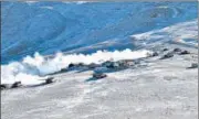  ?? AP ?? Tanks pull back from the banks of Pangong Tso lake region, in Ladakh along the India-china border