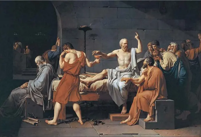  ?? ERICH LESSING / ALBUM ?? El artista francés Jacques-Louis David recreó la muerte de Sócrates en esta pintura, ¿le ocurrirá lo mismo a la asignatura de filosofía?