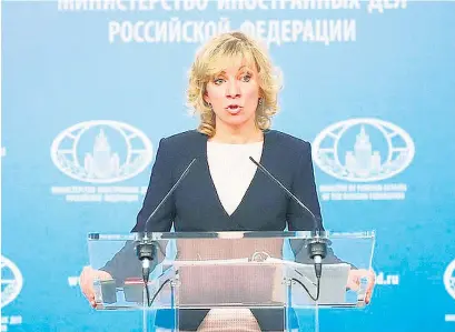  ?? EFE ?? Zajarova anunció el rechazo ruso al bombardeo de EE.UU.