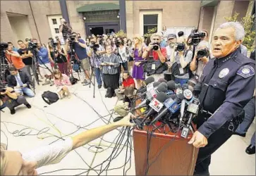  ?? Al Seib Los Angeles Times ?? SOUTH PASADENA Police Chief Art Miller speaks Tuesday after two boys were arrested on suspicion of planning a campus massacre. Police found no weapons at the boys’ homes but say the threat was real.