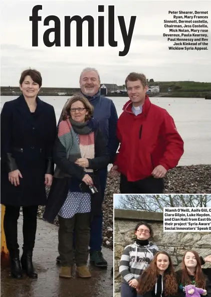  ??  ?? Peter Shearer, Dermot Ryan, Mary Frances Sinnott, Dermot costello, Chairman, Jess Costello, Mick Nolan, Mary rose Devereux, Paula Kearney, Paul Hennessy and Rev Jack Kinkead of the Wicklow Syria Appeal.