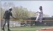  ?? ?? Kendra Sandoval skips high into the air after hitting a home run on Saturday (April 30).