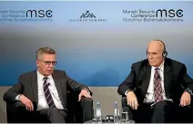  ?? PHOTO: GETTY IMAGES ?? German Interior Minister Thomas de Maiziere, left, and United States Secretary of Homeland Security John Kelly participat­e in a panel talk at the Munich Security Conference.