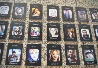  ?? PICTURE: AGNES BUN/AFP VIA GETTY IMAGES ?? A wall in Arlington, Virginia, showing Americans who died from a fentanyl overdose