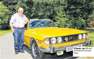  ??  ?? Classic car Bill and his beloved Triumph Stag