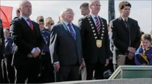  ??  ?? President Michael D Higgins unveils the sea pole in Skerries back in 2013.