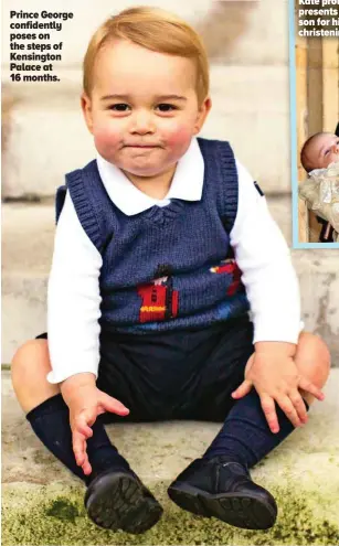  ??  ?? Prince George confidentl­y poses on the steps of Kensington Palace at 16 months.