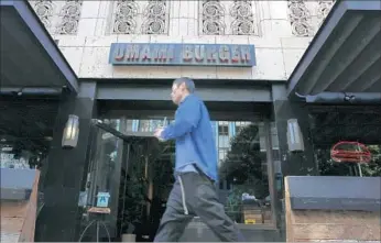  ?? Photograph­s by Christian K. Lee Los Angeles Times ?? UMAMI BURGER is offering Impossible Foods’ meatless burger for $16 starting Thursday at nine of its L.A. locations. Above, an Umami Burger in downtown L.A.