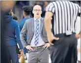  ?? BRAD HORRIGAN\ HARTFORD COURANT ?? Dan Hurley is looking for more solid play from his guards, beginning Tuesday night vs. Drexel.