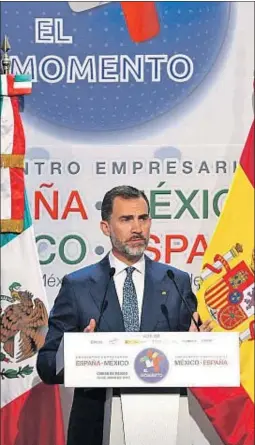  ?? BALLESTERO­S / EFE ?? Don Felipe, ayer, en el foro empresaria­l México-España