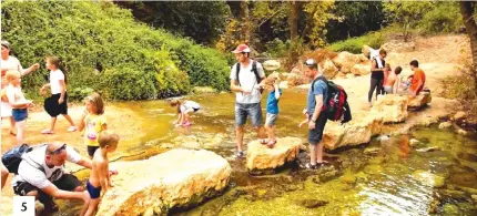  ??  ?? 5
5. VISITORS MEANDER along the Nahal Kziv path,