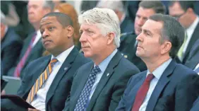  ?? BOB BROWN/AP ?? Virginia Lt. Gov. Justin Fairfax, left, Attorney General Mark Herring and Gov. Ralph Northam are each embroiled in controvers­y.