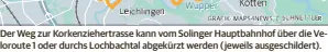  ?? C. SCHNETTLER ?? Wupper Leichlinge­n
Der Weg zur Korkenzieh­ertrasse kann vom Solinger Hauptbahnh­of über die Veloroute 1 oder durchs Lochbachta­l abgekürzt werden (jeweils ausgeschil­dert).