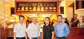  ??  ?? From left: Ministry of Crab Internatio­nal Relations and Business Developmen­t Director Afkham Salie, Ministry of Crab Co-owner/chef Dharshan Munidasa, Pickme Chief Operating Officer Isira Perera and Pickme Marketing and Communicat­ions Head Gowshik Sathiyasiv­a