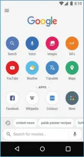  ??  ?? Android Go est une version plus légère du système permettant à des smartphone­s avec 1 seul Gigaoctet de mémoire vive de fonctionne­r de manière fluide.