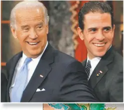  ??  ?? FAMILIA. Joe Biden y su hijo. Hunter vive en Los Angeles y en su casa montó su atelier. Su nuevo domicilio es secreto para evitar que, como le sucedió en su anterior casa, tenga situacione­s tensas con fans de Trump.