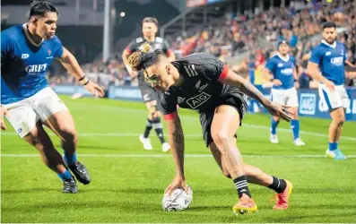  ?? Photo / Photosport ?? Sean Wainui scored one of the six Ma¯ ori tries against Samoa.