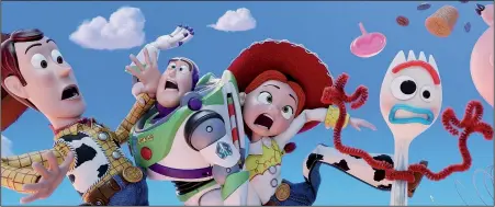  ??  ?? Woody (from left), Buzz Lightyear and Jessie are joined by new character Forky for a new adventure in Toy Story 4.