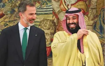  ?? Reuters ?? Mohammad Bin Salman with Spain’s King Felipe at Zarzuela Palace near Madrid yesterday.