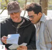  ?? PHOTOS COURTOISIE MARC-ANDRÉ ROY ET PATRICK ST-MARTIN ?? 31. Guy Jodoin a tourné trois nuits dans une épicerie de Longueuil. 2. Martin Perizzolo et Laurent Paquin campent de petits rôles dans le film. 3. Le comédien Hubert Proulx en conversati­on avec Adib Alkhalidey.