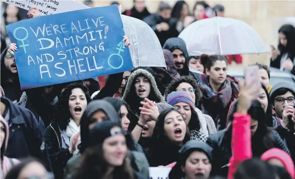  ?? EPA ?? Activists take to the streets of Beirut in March last year to call for more rights for women in Lebanon, including better representa­tion in the country’s parliament