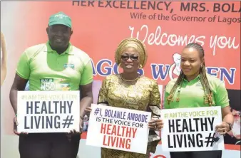  ??  ?? National Coordinato­r, Power Oil Health Camp, Opeyemi Awojobi; Lagos State Governor’s Wife and Convener, Lagos women Forum, Bolanle Ambode; Public Relations Manager, Power Oil, Omotayo Azeez- Abiodun, , during the Lagos Women’s Health and Social...