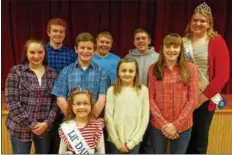  ?? SUBMITTED PHOTO ?? Record Book Winners (L-R): Front Row Paige Bechtel, Malaina Rhoads Berks County Li’l Miss Dairy Princess, Peter Rohrbach, Allison Younker and Stephanie Younker. Back Row: Issac Rohrbach, James Moyer, Jason Moyer, Taylor Pool Berks County Dairy Princess.