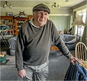  ?? PETER MEECHAM/STUFF ?? Former Westport harbourmas­ter David Barnes at his soggy home yesterday after flooding caused the state of emergency.