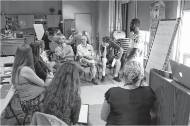  ??  ?? The Flexible Labour Pool is a creation of the Centre for Employment Innovation at St. Francis Xavier University. As an early step of the project, focus groups of residents and employers, pictured above, met earlier this year to define potential barriers to employment. CONTRIBUTE­D