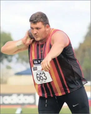  ??  ?? UKAYLE Blignuat waseNingiz­imu Afrika uwine igoli kwi-shot put emidlalwen­i ye-Under 20 World Championsh­ips