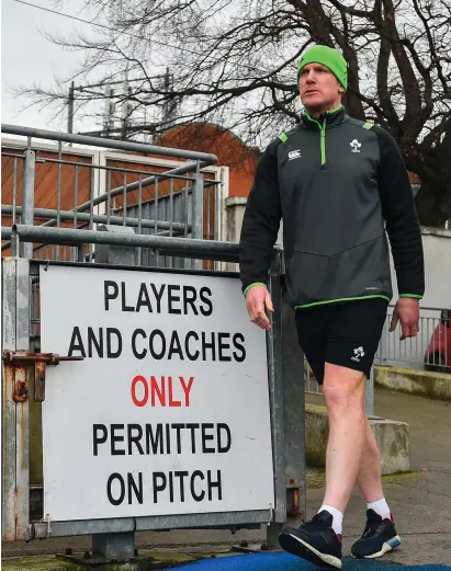  ?? RAMSEY CARDY/SPORTSFILE ?? New Ireland U-20s assistant coach Paul O’Connell at Donnybrook yesterday ahead of their friendly match against Leinster A