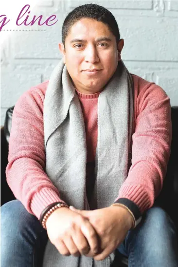  ?? [PHOTO BY WHITNEY BRYEN, FOR THE OKLAHOMAN] ?? Norman resident Alejandro Vaca poses for a picture wearing two handmade bracelets from his men’s fashion accessory line, Vache Brothers.