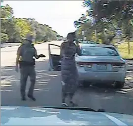  ?? Texas Department of Public Safety ?? IN AN IMAGE from a police dashboard video, Texas State Trooper Brian T. Encinia confronts Sandra Bland before arresting her July 10.