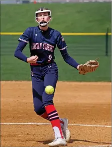  ?? STAFF PHOTO — STUART CAHILL/BOSTON HERALD ?? Lincoln-Sudbury’s Kelsey Blanchette delivers a pitch during a 2-1softball win over host Silver Lake in eight innings Wednesday.