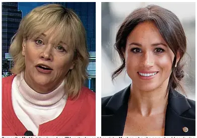  ??  ?? Samantha Markle interviewe­d on ITV yesterday and her sister Meghan who she says should apologise