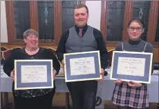  ??  ?? Last year’s winners, from left: Citizen of the Year 2019, Helen Gilchrist; Young Stock Person of the Year 2019, Greig Gillespie; and Young Musician of the Year 2019, Suen Yee Walker.