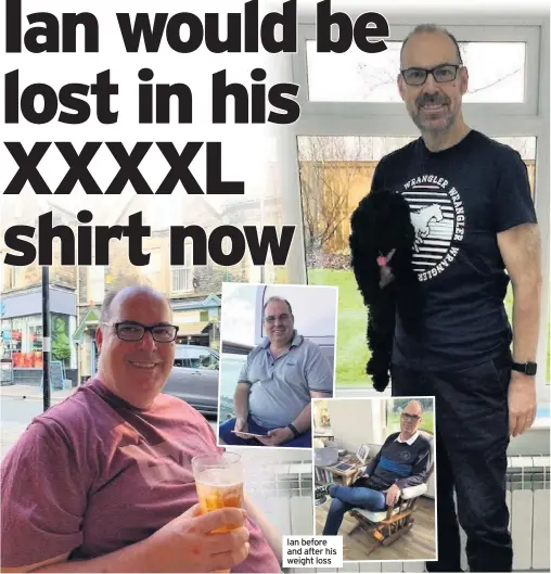  ??  ?? Ian before and after his weight loss