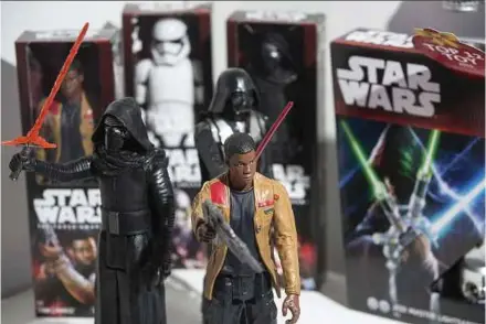  ?? BLOOMBERG PIC ?? Sales of Star Wars toys fell last year compared with the previous year, even as a new movie in the franchise hit theatres in December, suggesting that movie-based toys are not quite as bankable as it once was.